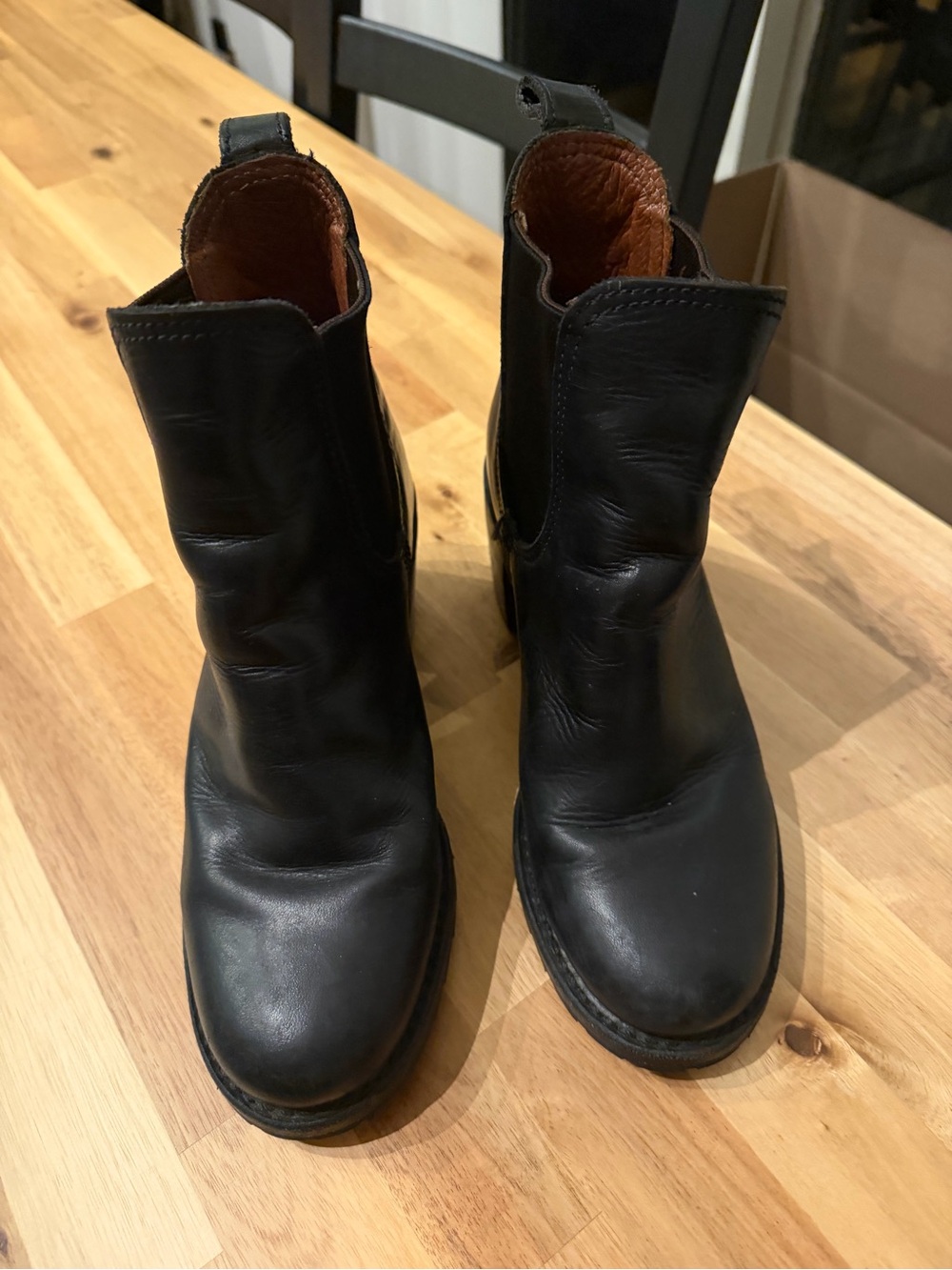 Frye Black Leather Chelsea Ankle Boots